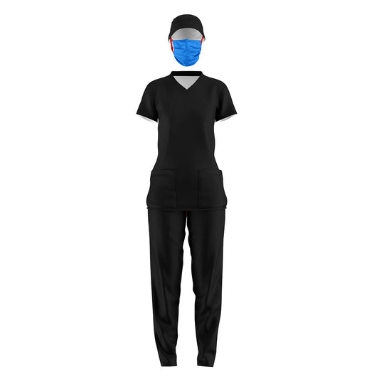 color liso negro /dama 3 pzas