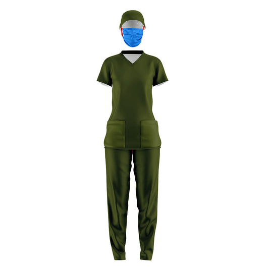 color liso verde militar /dama 3 pzas